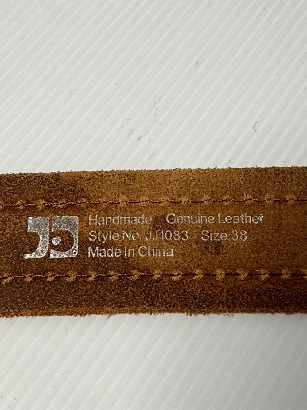 JOE'S Black Leather Brown Suede Raw Trim Men's Handmade Belt Size 38 Silver